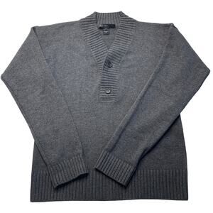 Marc Jacobs Men’s Sweater L Gray Wool Cashmere Shawl Collar Old Money Heavy Knit